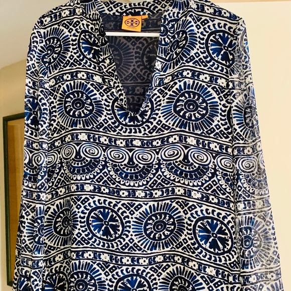 Tory Burch Stephanie Style Blue and White Tunic - Picture 2 of 6